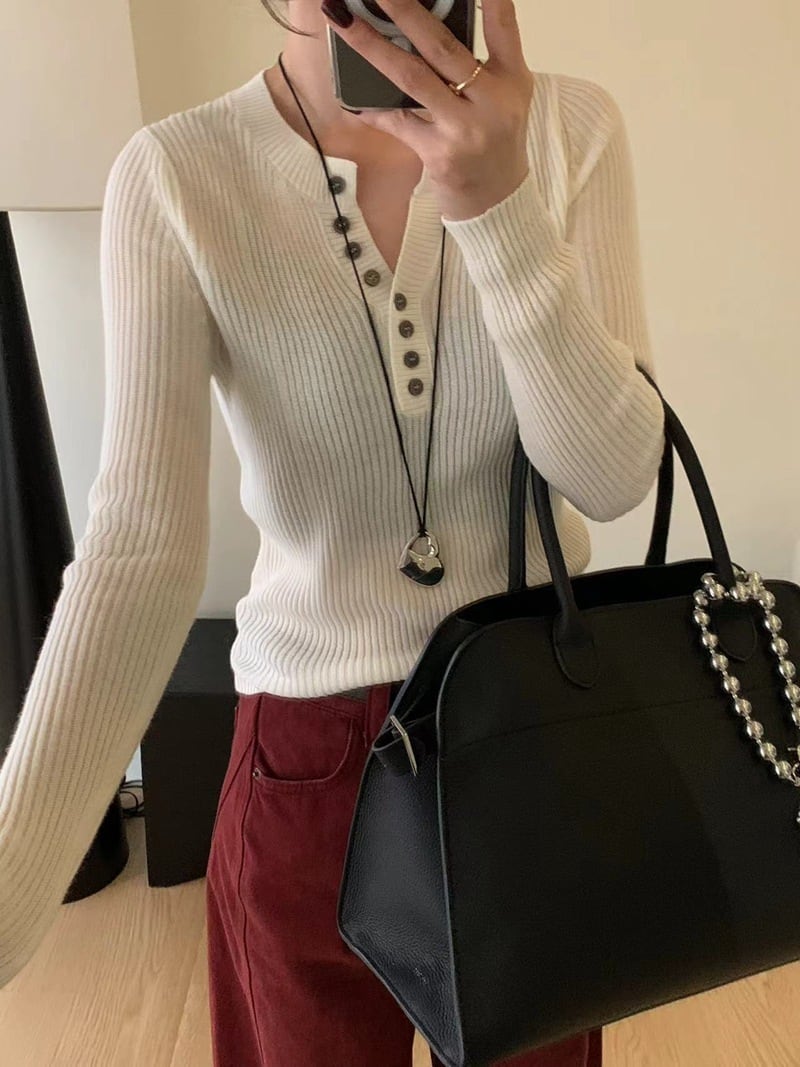 【tops】Vネックニットトップス　M26791