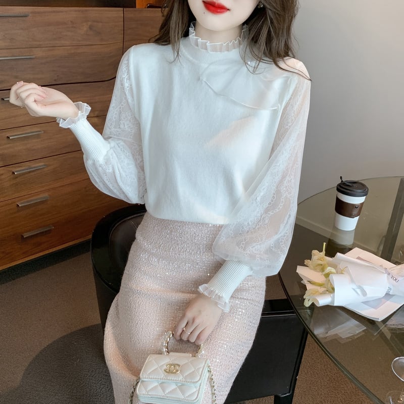 【tops】チュールドッキングニットトップス　M27139