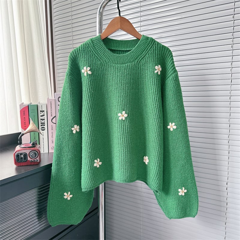 【tops】刺繍ニットセーター　M26633