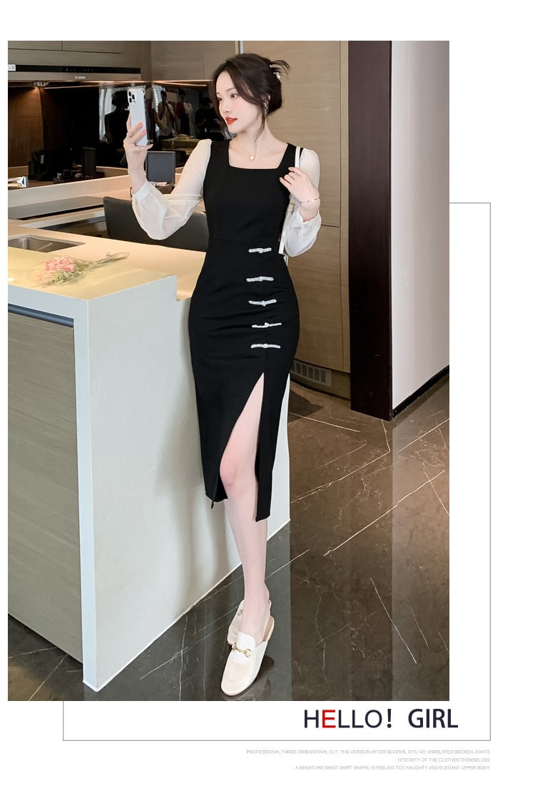 【dress】今季マストバイエレガント切り替えワンピース　M17420