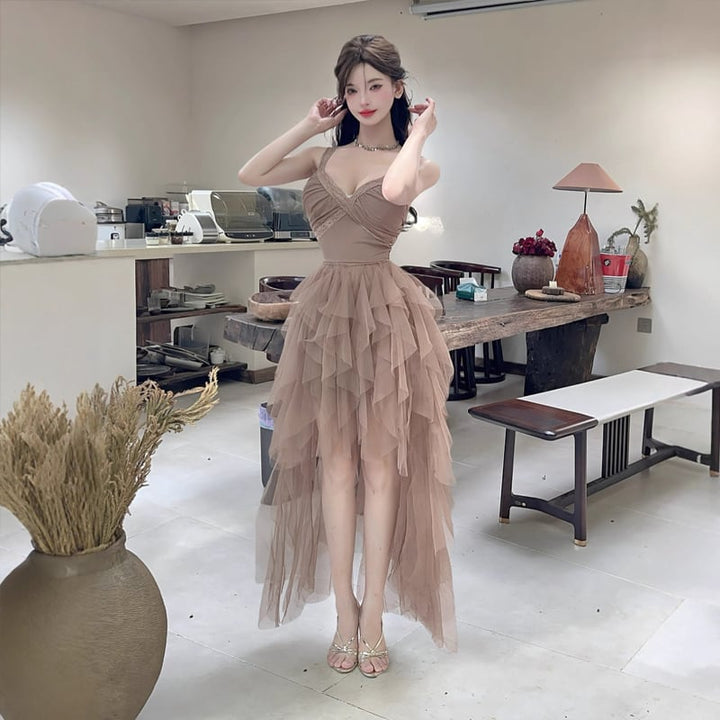 【dress】イレヘムチュールキャミワンピース Q7575