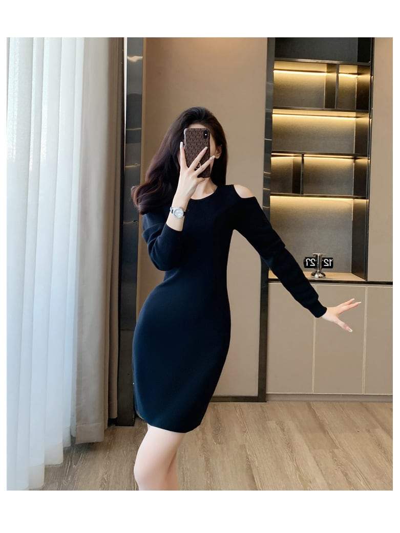 【dress】オフショルダーニットワンピース　M18266