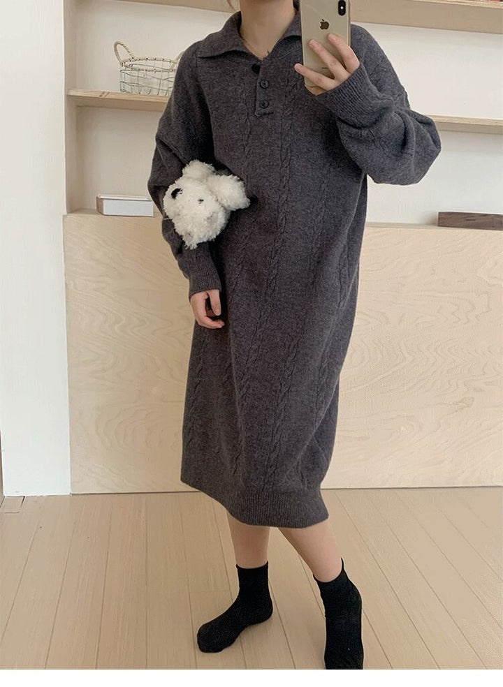 【dress】POLOネックニットワンピース　M18757