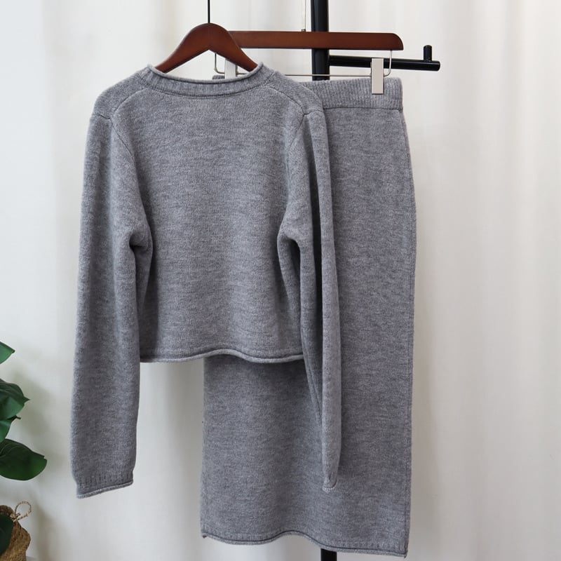 【set】ニットカーデ×スカートセット　M26534