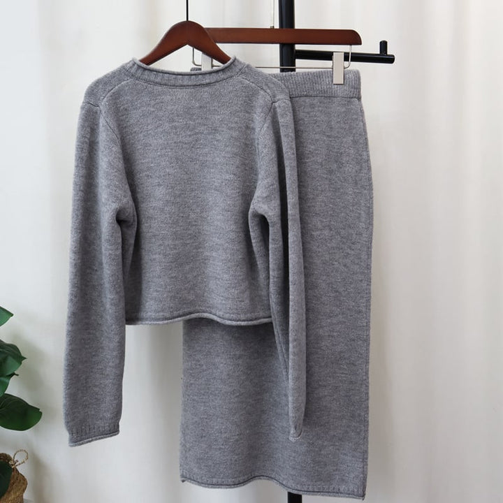 【set】ニットカーデ×スカートセット　M26534