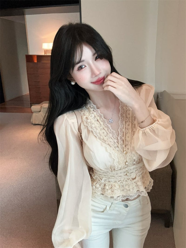【tops】レースドッキングブラウス　M29390
