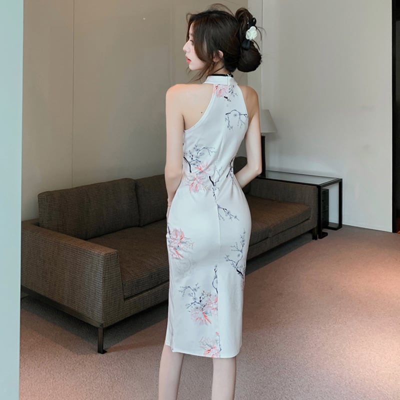 【dress】大人らしい ノースリーブスリットワンピース　M17167