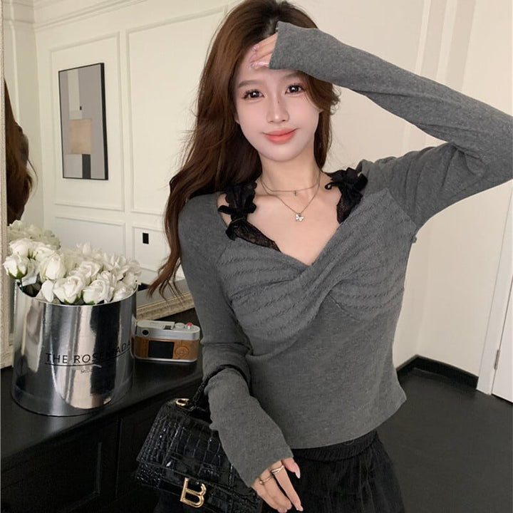 【tops】レース切り替えトップス　M27422