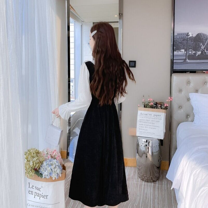 【dress】フリルドッキングワンピース　M18863