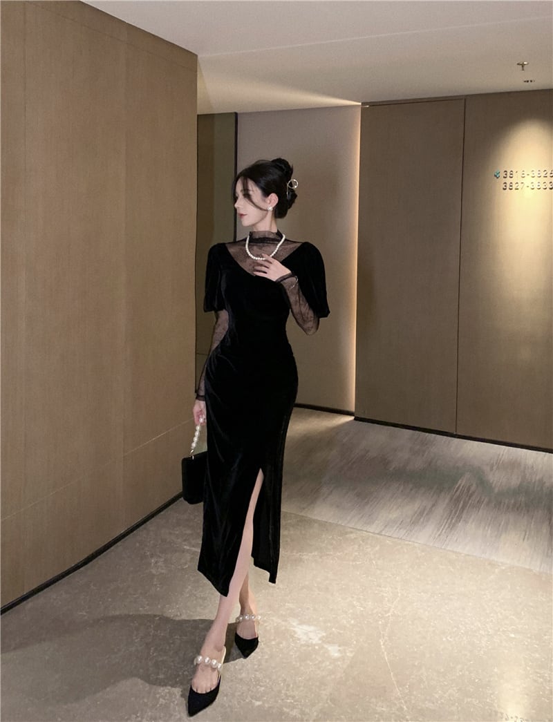 【dress】チュールドッキングワンピース　M26988