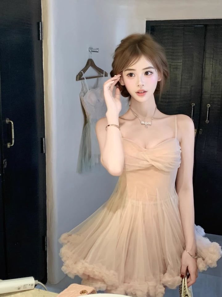 【dress】ギャザーフリルチュールミニワンピース Q8417