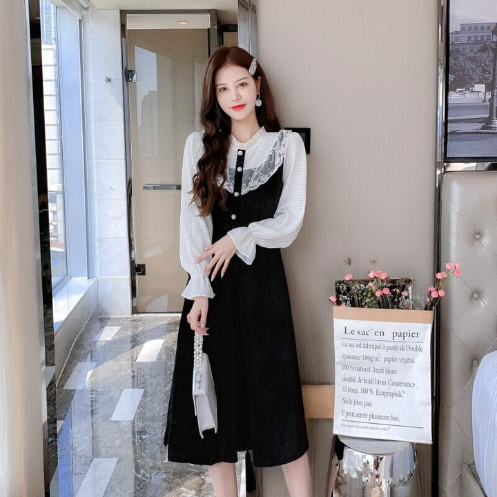 【dress】フリルドッキングワンピース　M18863