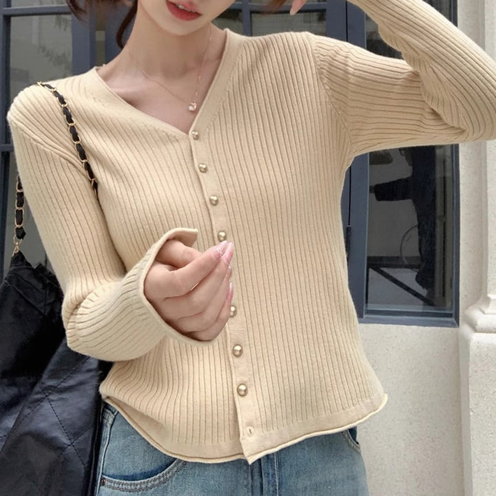 【outer】ボタンデザインニットカーデ　M26696