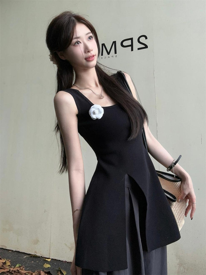 【tops】スリットニットキャミソール　M24844