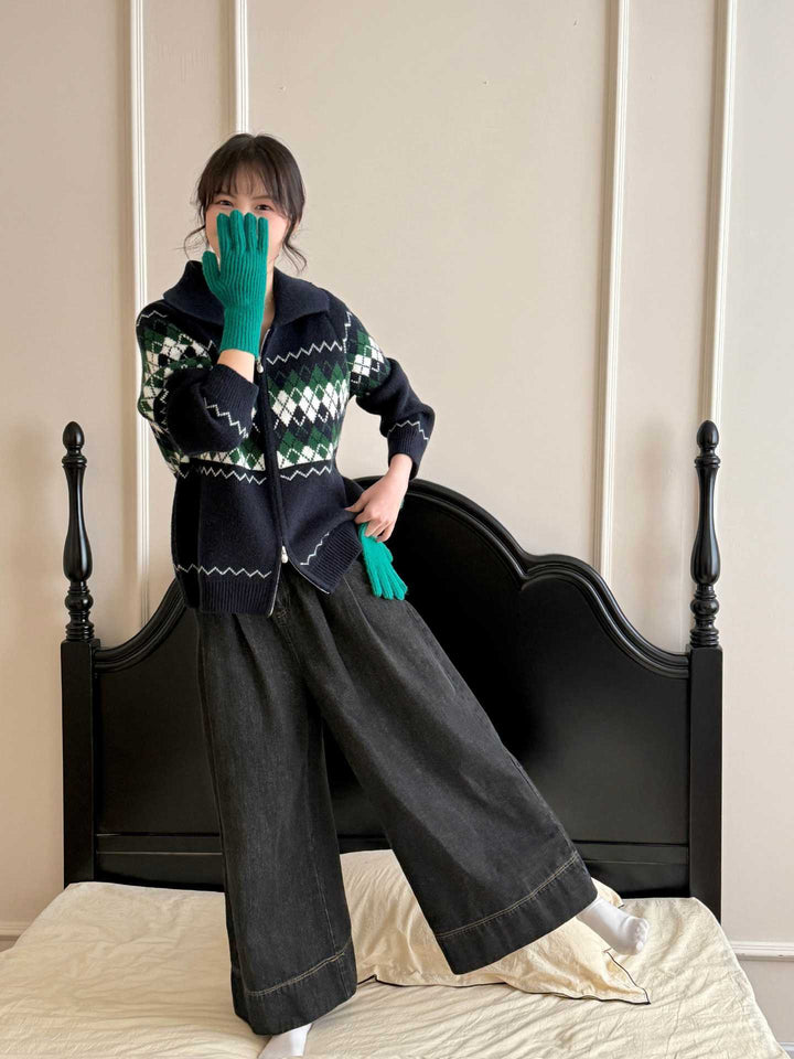 【outer】POLOネックニットカーデ　M29051