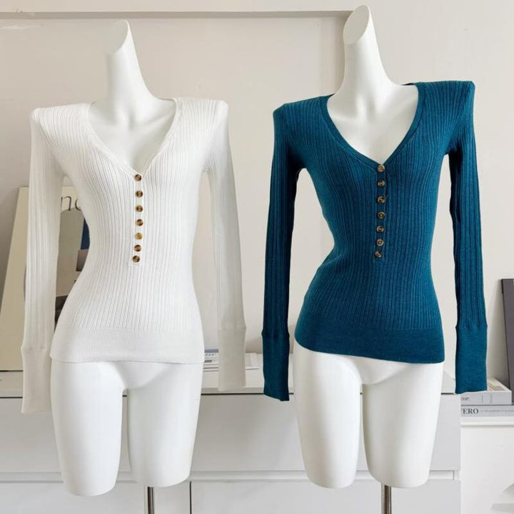 【tops】Vネックニットトップス Q7820