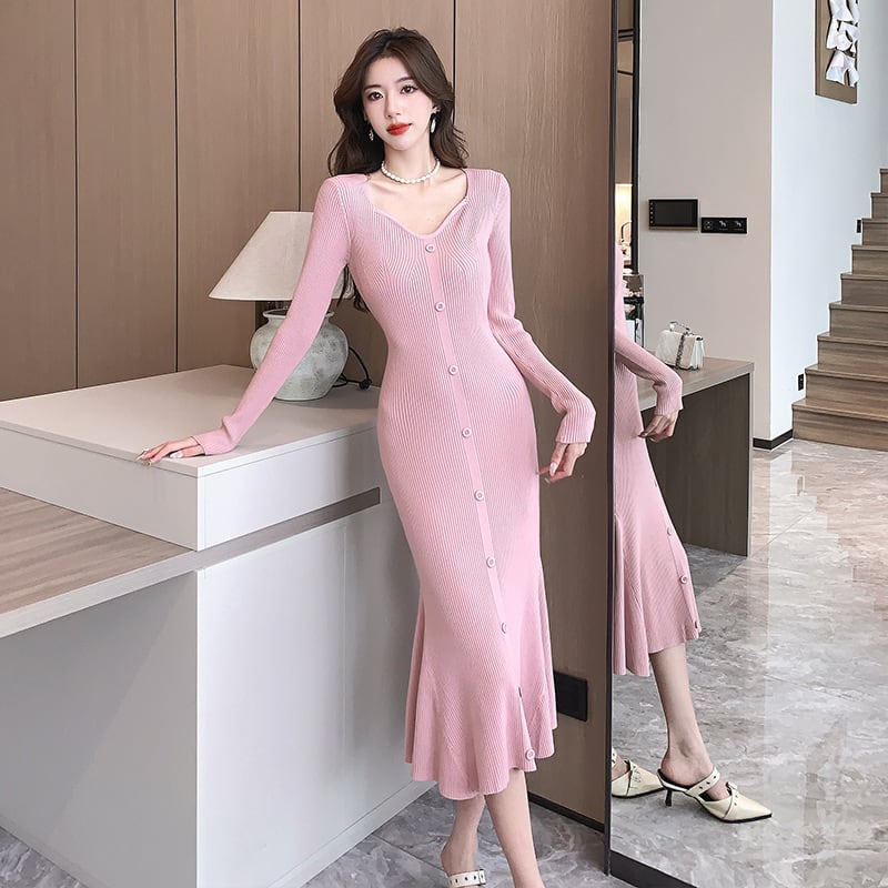 【dress】マーメイドニットワンピース M28242 – NANASTYLE