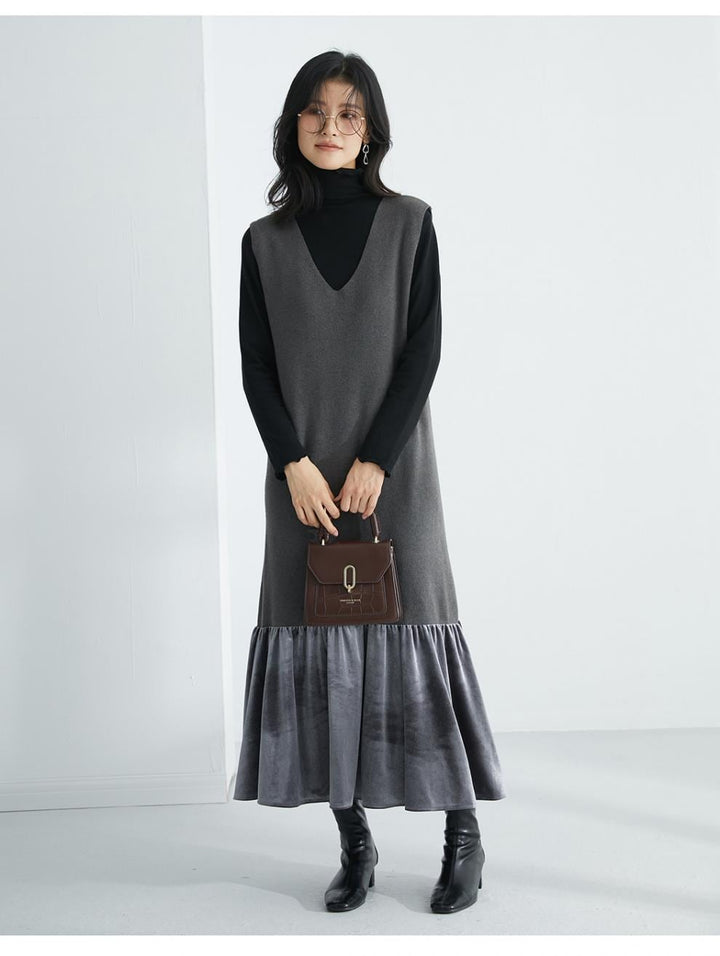 【dress】ドッキングノースリーブワンピース　N2900