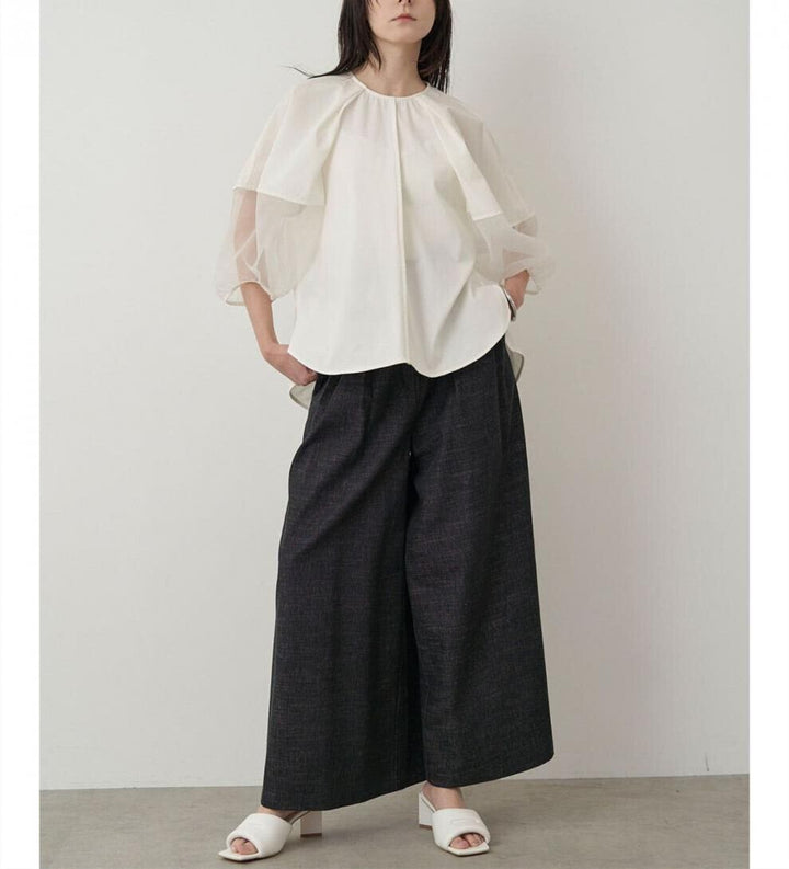 【tops】チュールコンビブラウス　M29949
