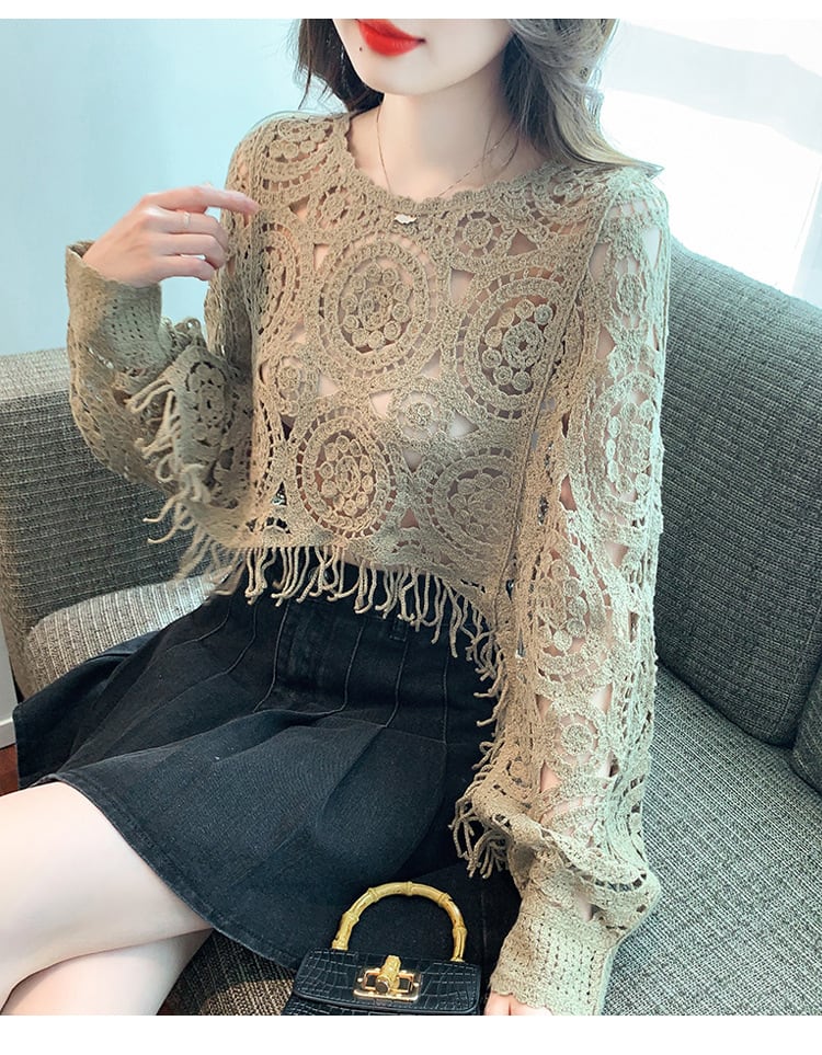 【tops】優しい雰囲気カットワークレーストップス　M17665