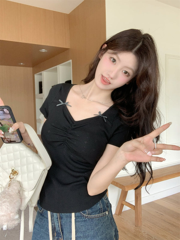 【tops】リボン付きTシャツ　M24481