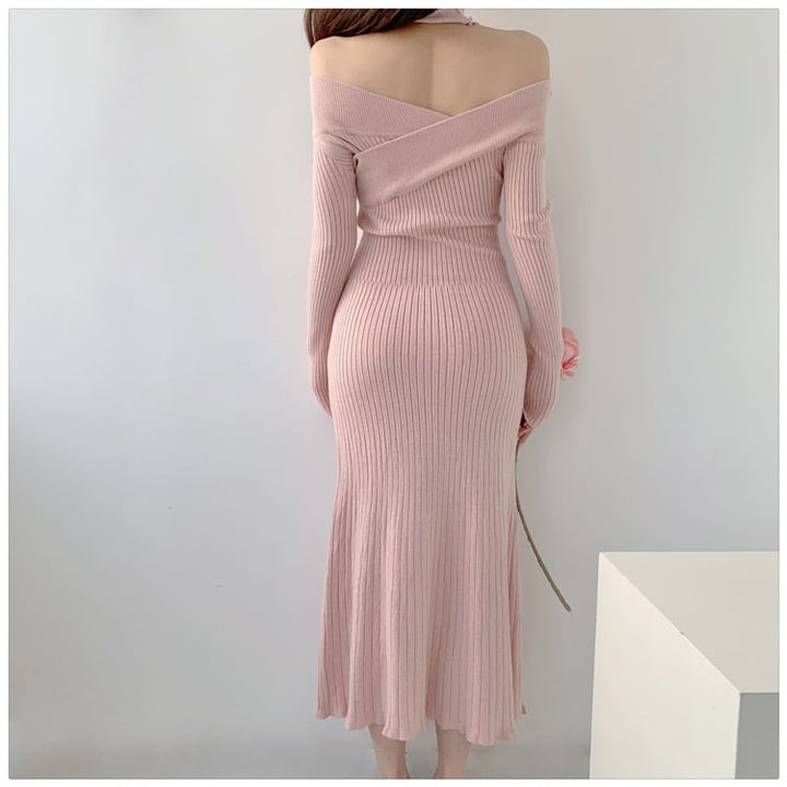 【dress】ボートネックニットワンピース　M18127