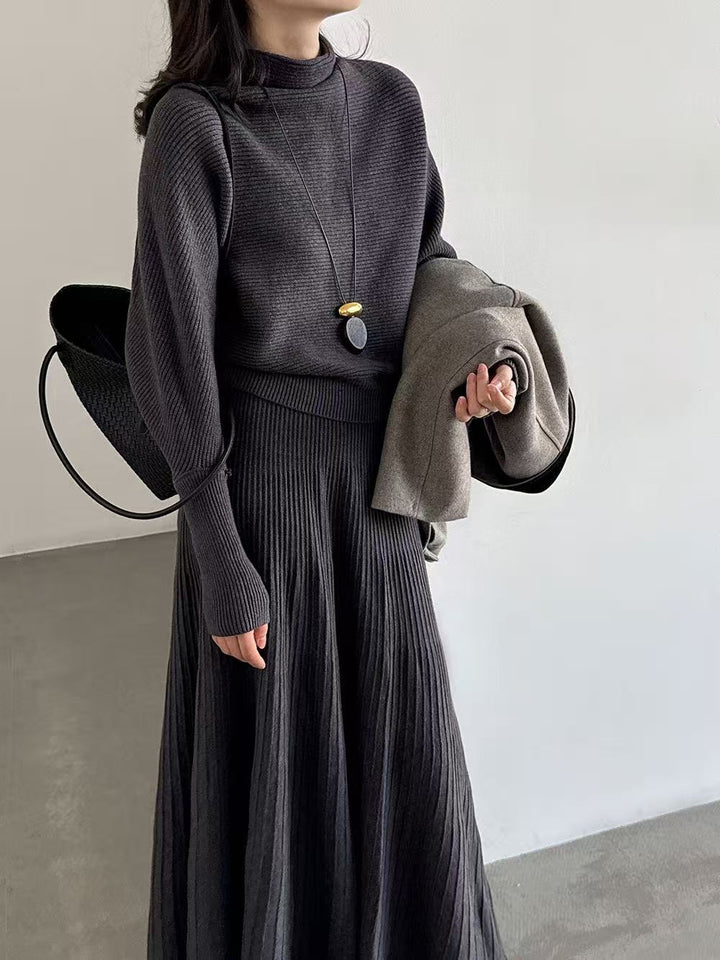 【set】ニットトップス×ロングスカートセット  K0655
