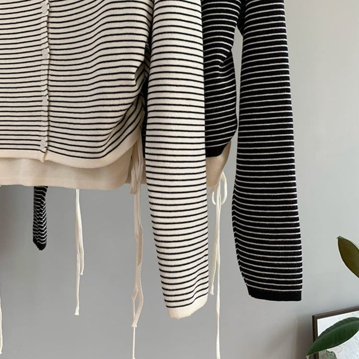【tops】ボーダー柄切り替えニットトップス　M26522