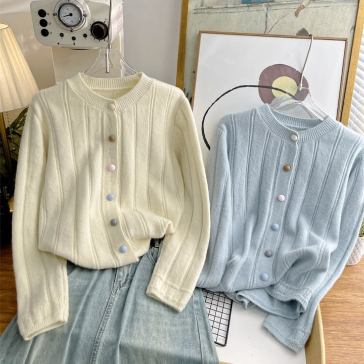 【outer】クルーネックニットカーデ　M25473