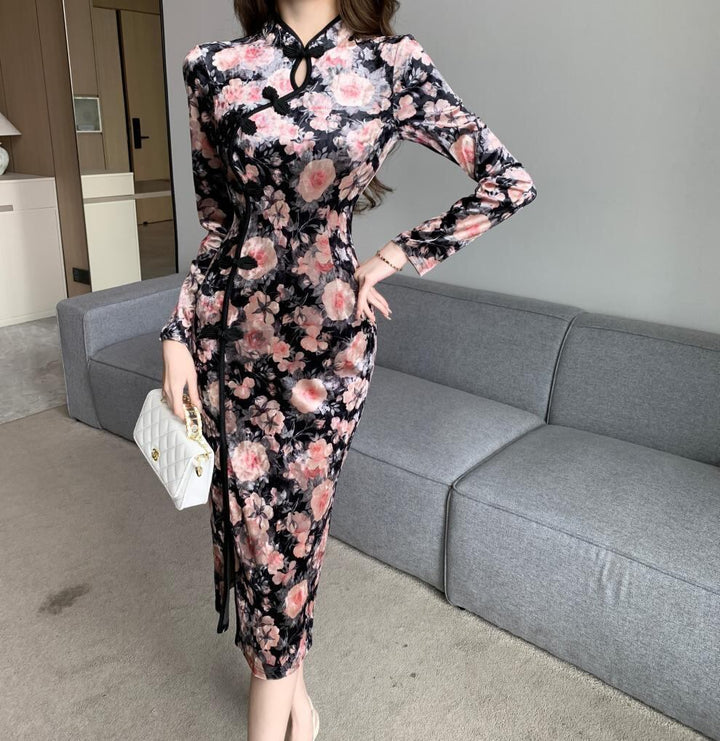 【dress】プリントスリットデートワンピース　M28303
