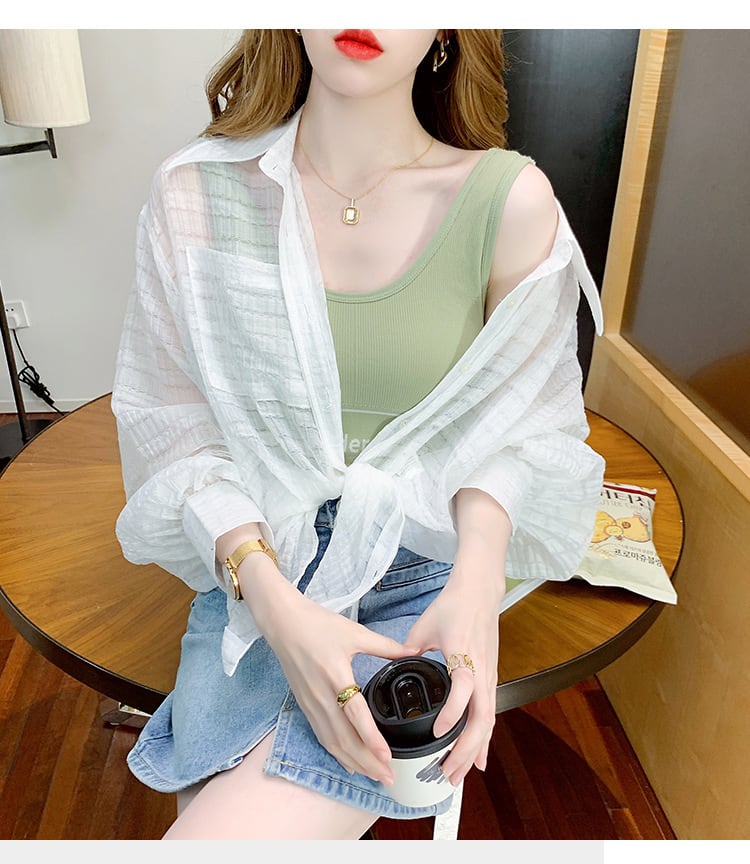 【tops】3色シャツトップス韓国系着心地良いゆったり　M16893