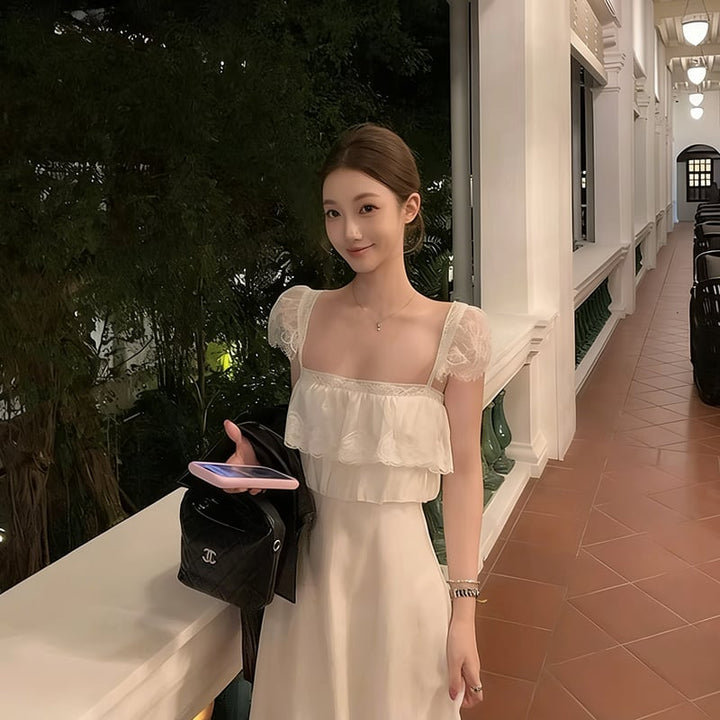 【dress】レースドッキングキャミワンピース Q8033