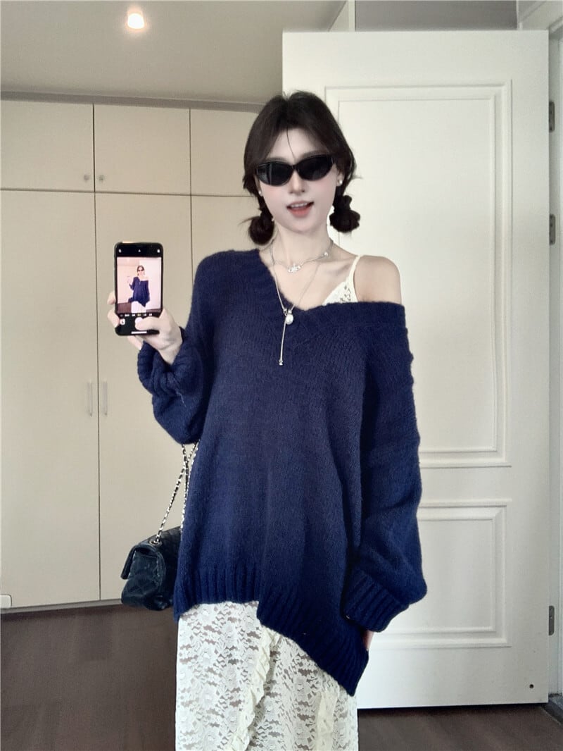 【set】ニットセーター+レースワンピースセット　M26558