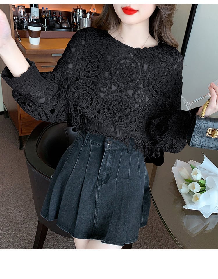 【tops】優しい雰囲気カットワークレーストップス　M17665