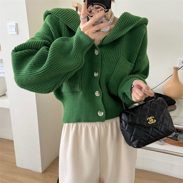 【outer】フード付きニットカーデ　M18145