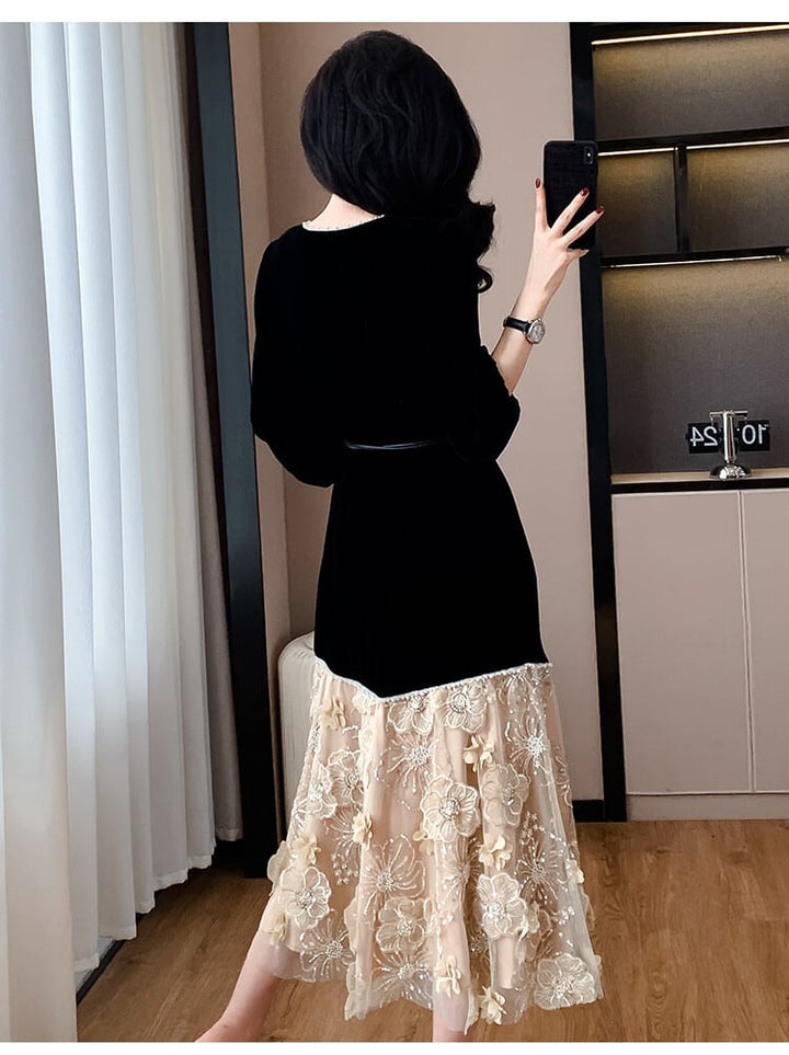 【dress】レース切り替ワンピース　M26931