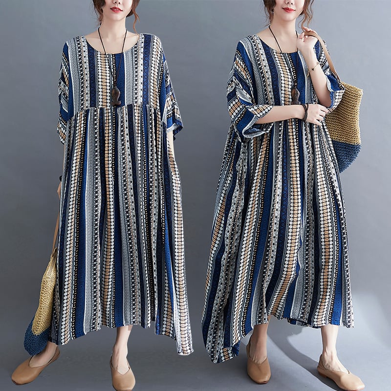 【dress】目立つ！カジュアルストライプ柄ワンピース　M17318