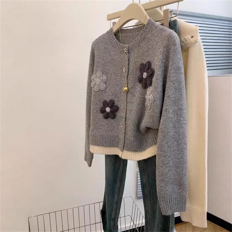 【outer】配色ニットカーデ　M29018