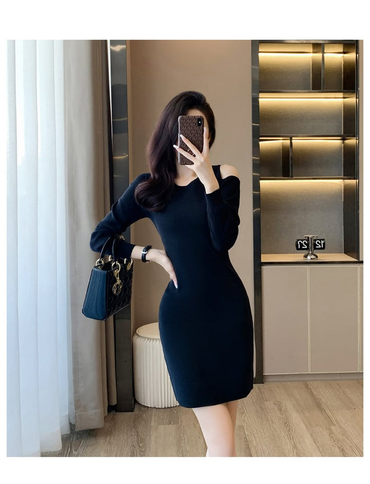 【dress】オフショルダーニットワンピース　M18266