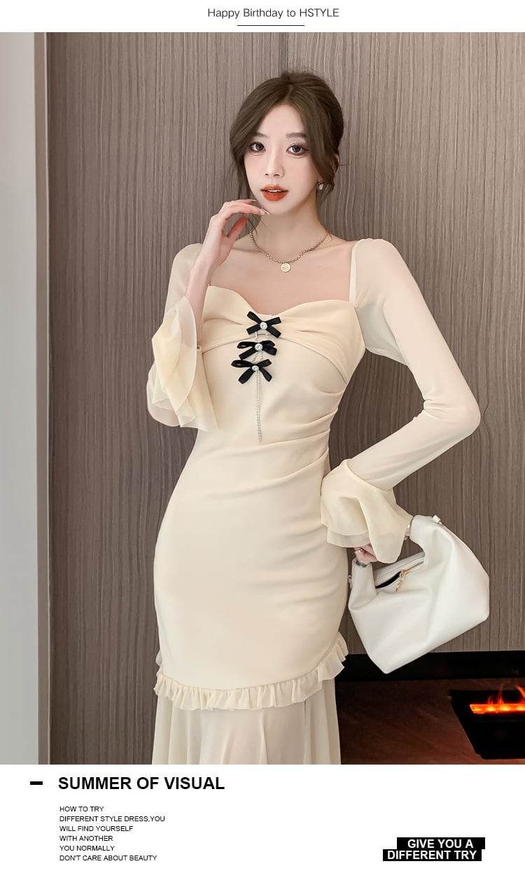 【dress】スリットマーメイドワンピース　M18366