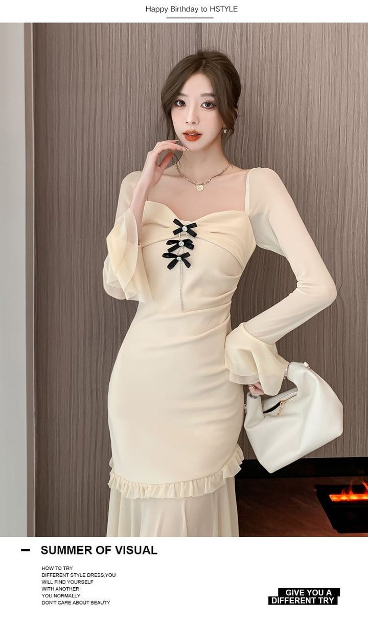 【dress】スリットマーメイドワンピース　M18366