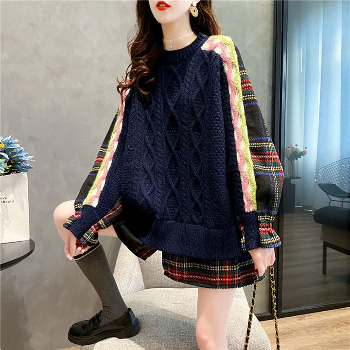 【tops】切り替えニットセーター　M26810