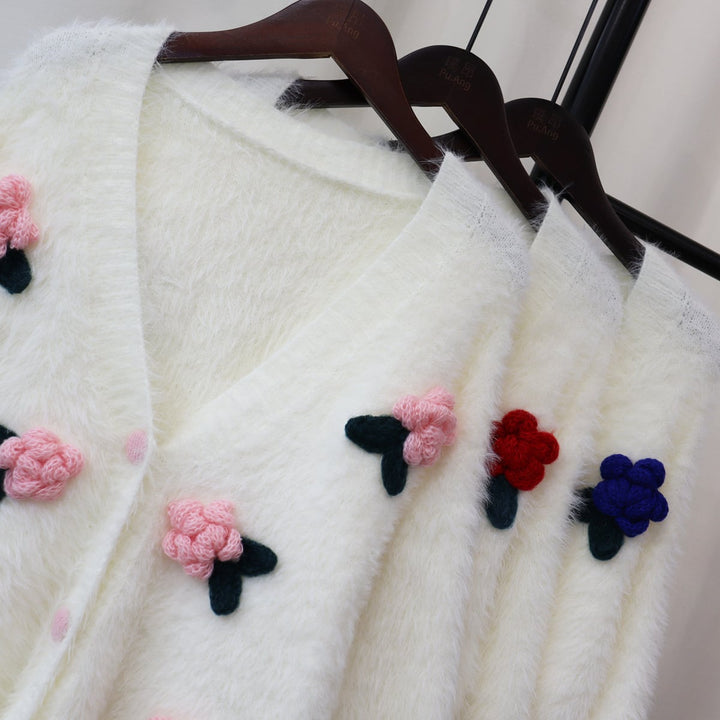 【outer】Vネックシャギーニットカーデ　M18018