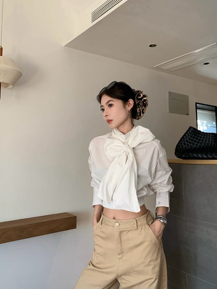 【tops】リボン付きシャツトップス　M26517