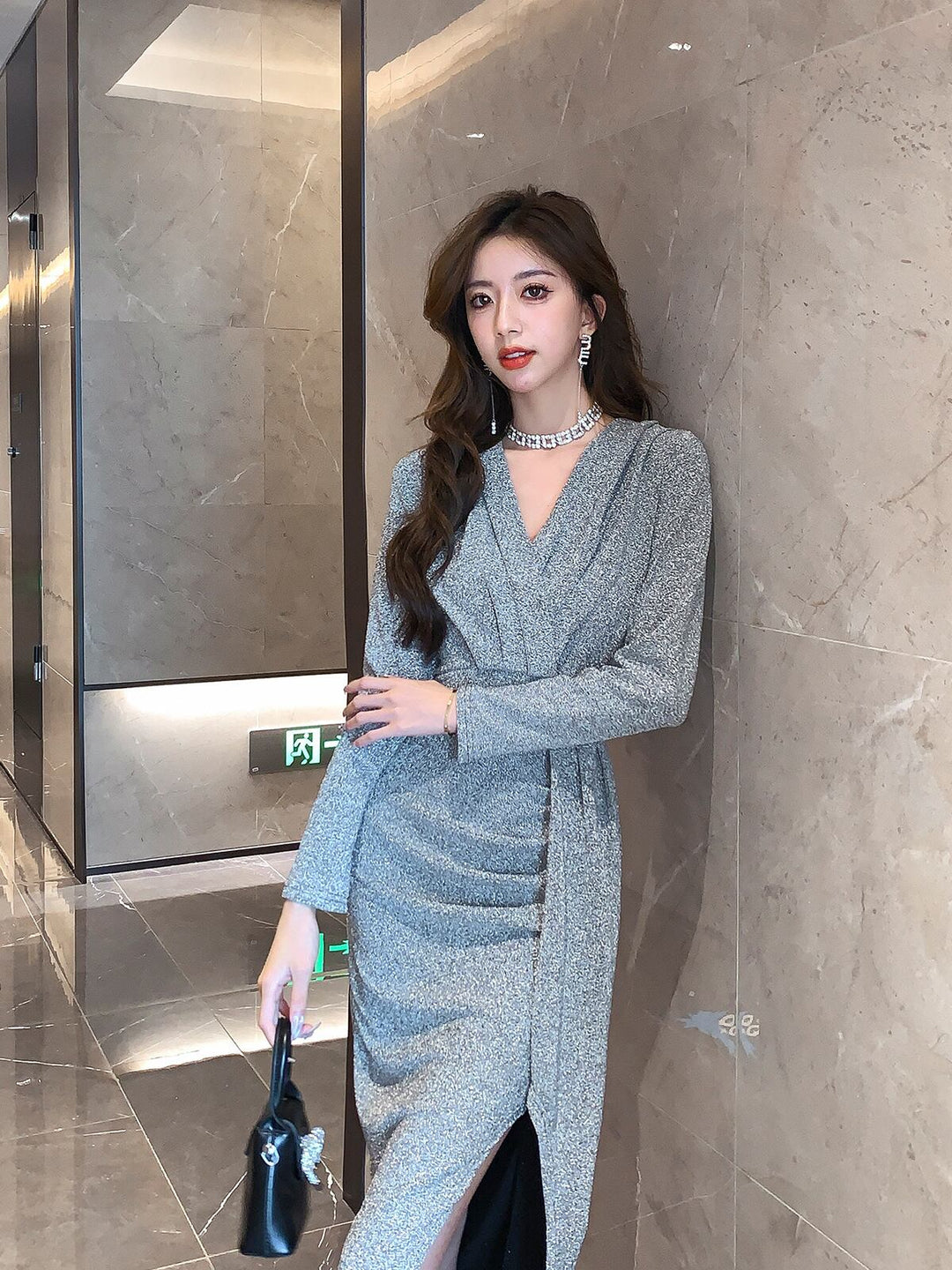 【dress】Vネックデートワンピース　M18898