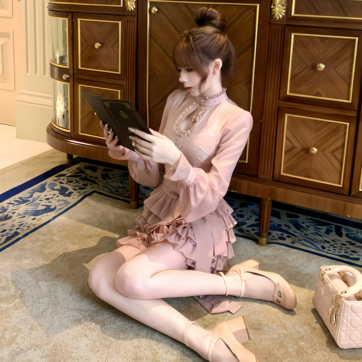 【dress】ビッグリボンティアードミニワンピース　N3326