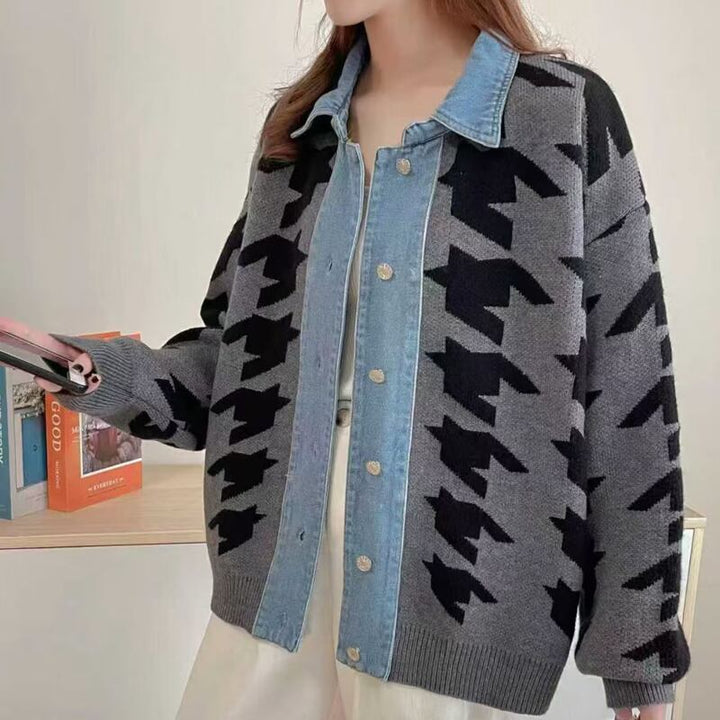 【outer】デニムドッキングニットカーディガン Q6736