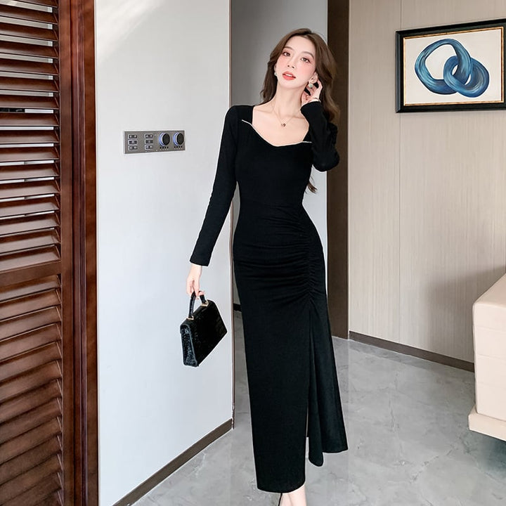 【dress】スリットロングワンピース Q6900