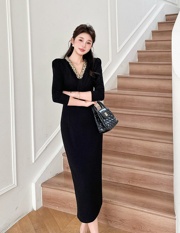 【dress】スパンコール付きワンピース Q7039