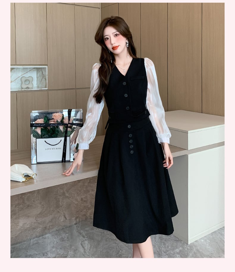 【dress】女子力アップエレガントデーワンピース着瘦せ　M17315